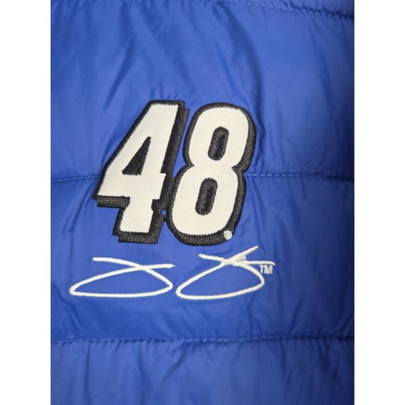 NASCAR Jimmie Johnson #48 Puffer Jacket Men's Medium Blue Full Zip Racing - Picture 6 of 10